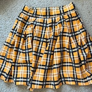 Yellow and black plaid skirt
